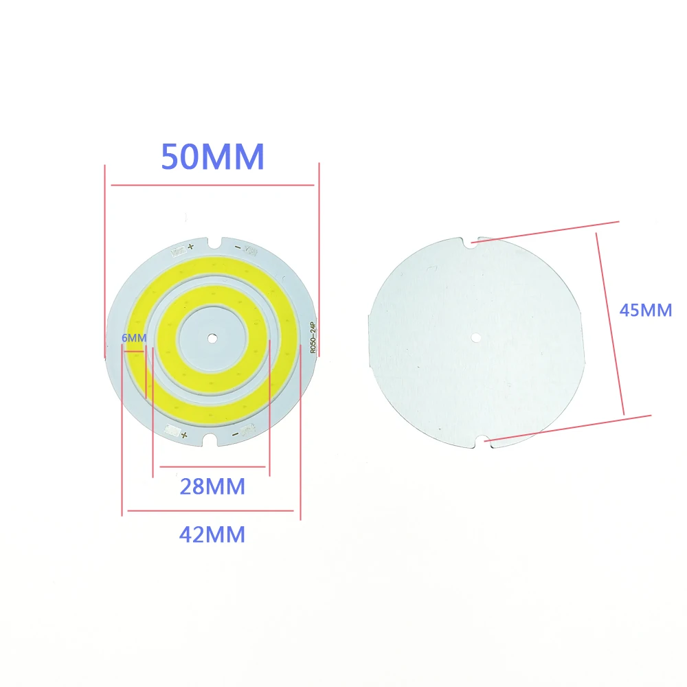 50mm Circular Light Panel 3.7V 2W LED White/Warm White/Neutral White/Red/Blue 3-4V Double Ring COB Light Panel Light Source