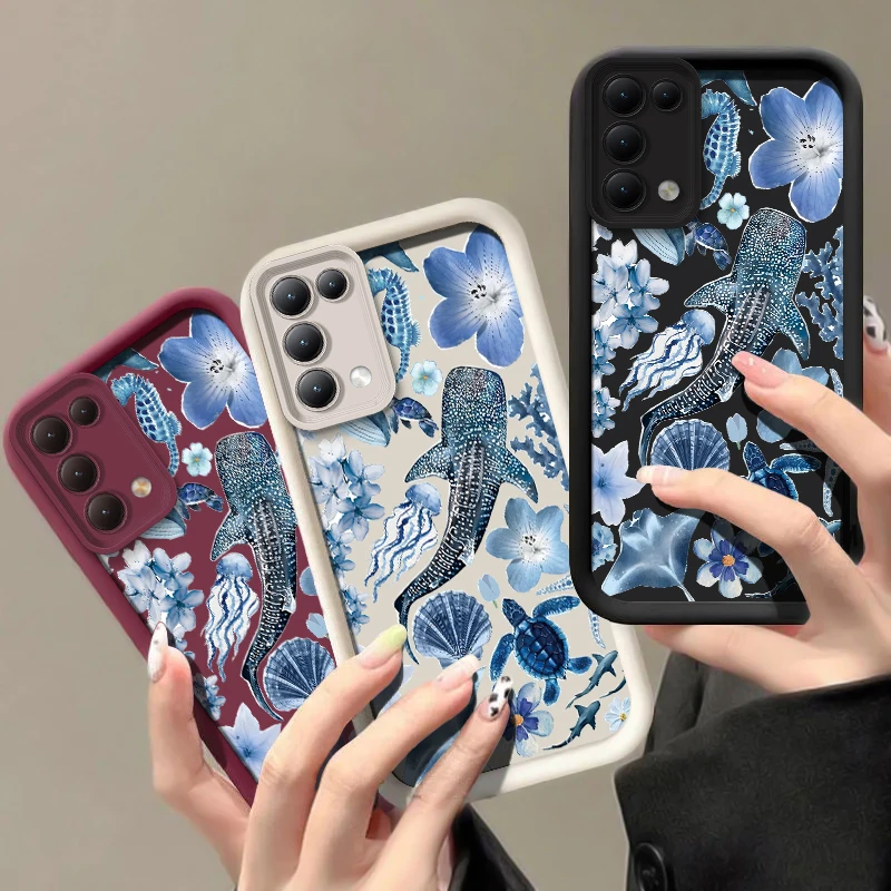 Funda de teléfono con diseño de tortuga marina y flores a la moda para Xiaomi Redmi A5 4G A3 Pro A2 Plus A1 + funda de lujo con estampado de ballena y tiburón a prueba de golpes