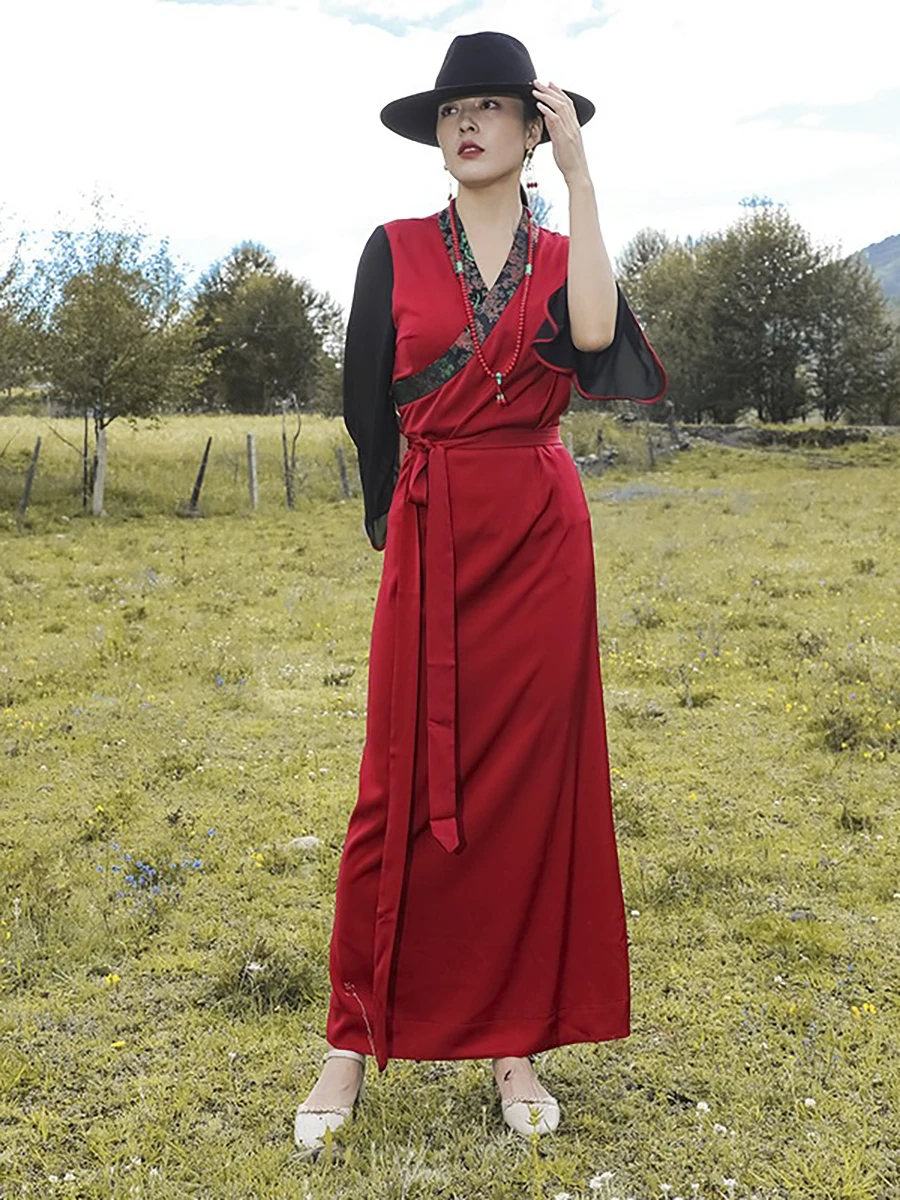 Vestido adelgazante para mujer, ropa tibetana mejorada, Verano