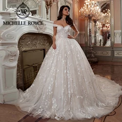 Michelle Royce-vestido De Novia con escote Corazón y flores para mujer, traje De boda con hombros descubiertos, 2024