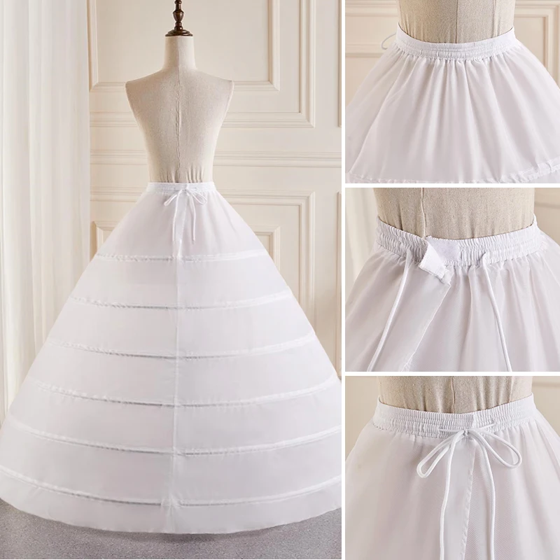 Bride Wedding Dress Petticoat Long 6 Hoops Crinoline Underskirt Bottom For A Swollen White Ball Gown Skirt Party Dresses Cosplay image 5