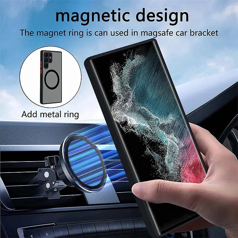 Matte Magsafe Magnetic Hard Back Cover for Galaxy A35 A23 A15 A14 A13 Phone Case for Samsung Galaxy A34 A32 A24 A33 A12 Fundas