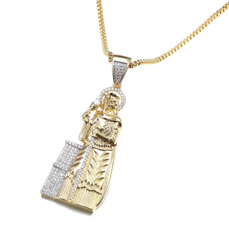 VANAXIN Saint Jude Pendant Trendy Classic Zircon Charms Pendants 14k Gold Plated for Men  Necklace Religious Jewelry Accessories