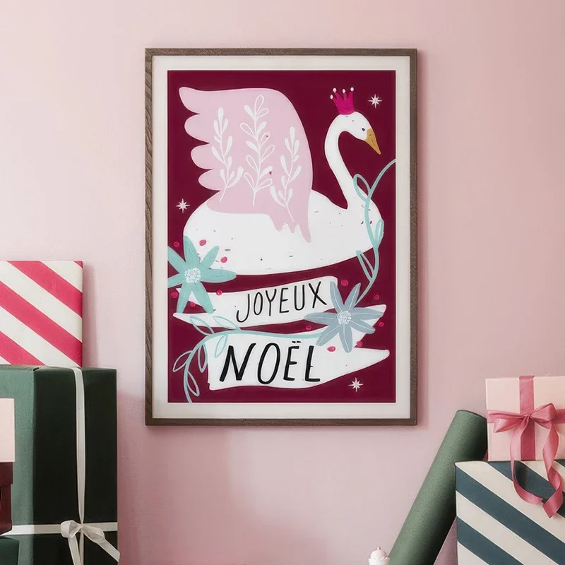 يوم عيد الميلاد شجرة البجعة عطلة شرب الفن طباعة ملصق قماش اللوحة الزخرفية صورة غرفة هدية حفلة معرض بهيجة الجدار