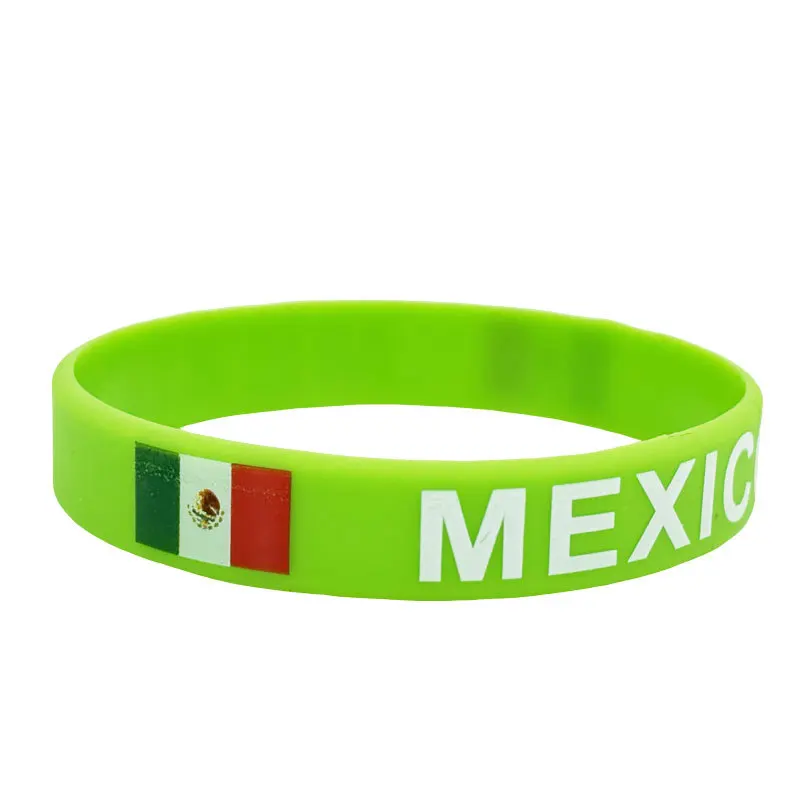 100PCS Mexico Flag Silicone Wristband, 2026 North America Football Match Fan Souvenir, Soccer Cheer Accessory Bracelet
