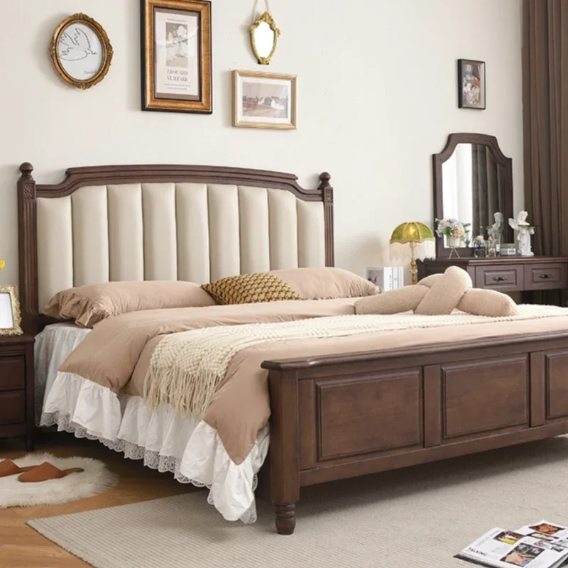 

American rural solid wood bed, light luxury and modern simplicity, master bedroom 1.8 meters double bed