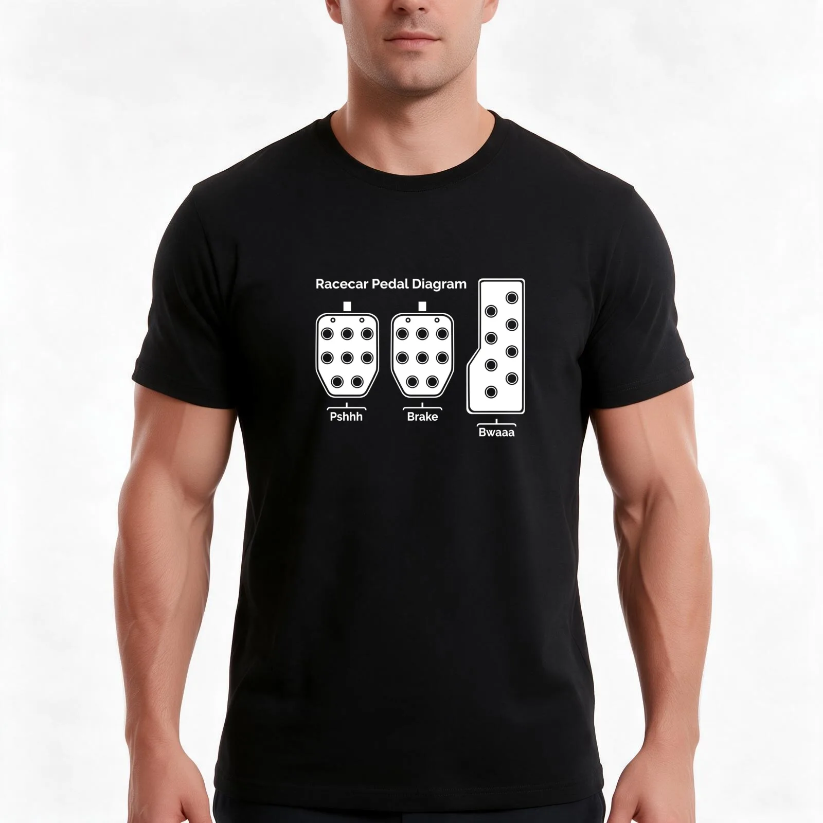 Racecar Pedal Diagram T-Shirt, Summer Casual Cotton Tee, Oversized Streetwear Tops, Vintage Graphic Print, Unisex Men Women
