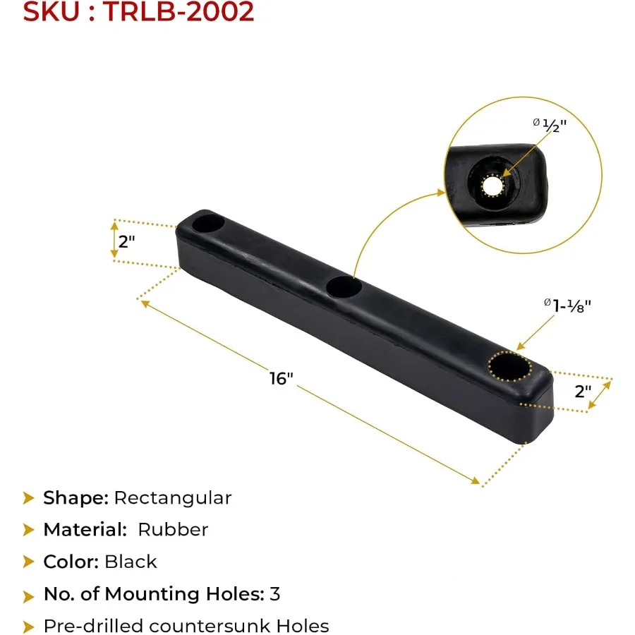 8 упаковок 16x2x2 прямоугольный резиновый бампер для док-станции с 3 отверстиями, ударопрочный формованный резиновый бампер для полугрузовика с планшетным прицепом