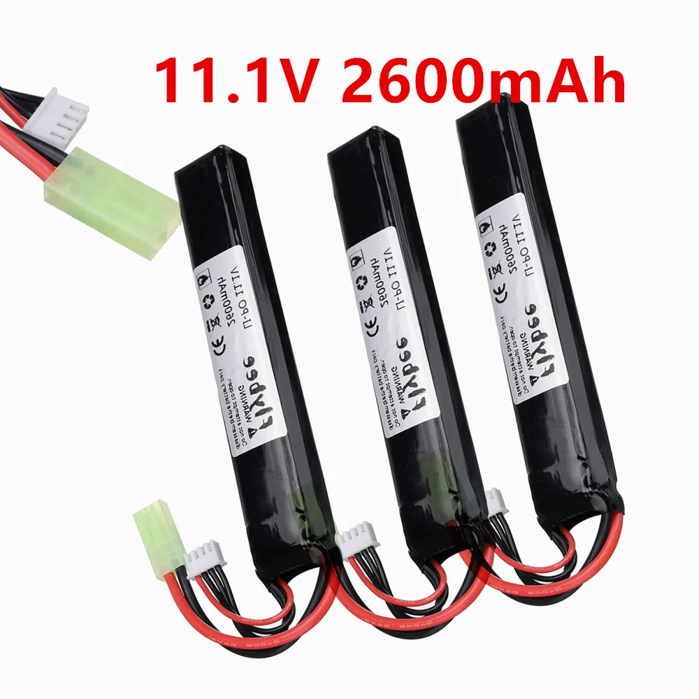 Water Guns 2600mAh 11.1V 3s Lipo Battery for Mini Airsoft BB Air Pistol Electric Toys Guns Parts Upgraded 2200mah 11.1v battery