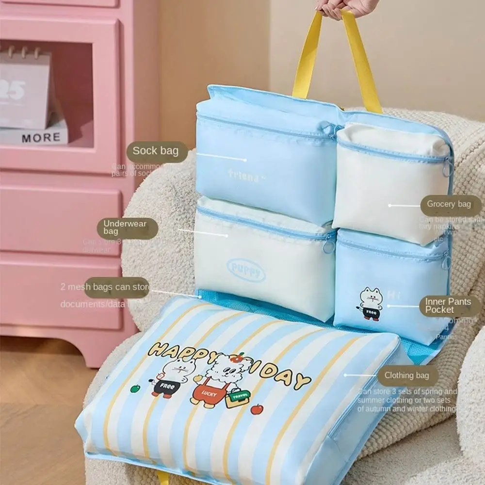 Large Capacity Travel Storage Bag Divided Storage Hanging Luggage Organizing Bag Foldable Space Saving Handheld Sorage Bag