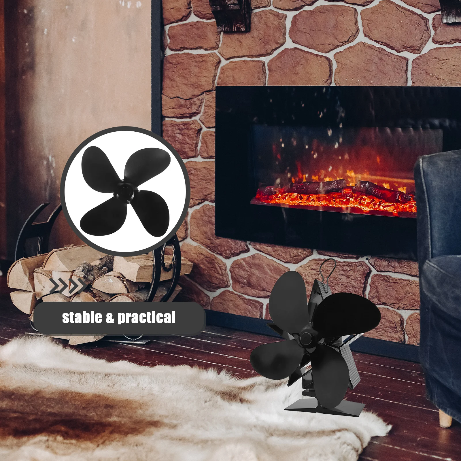 

Aluminum Alloy Fireplace Replacement Part Heat Powered Wood Wood Stove Fan For Replacement Stove Fan Accessory