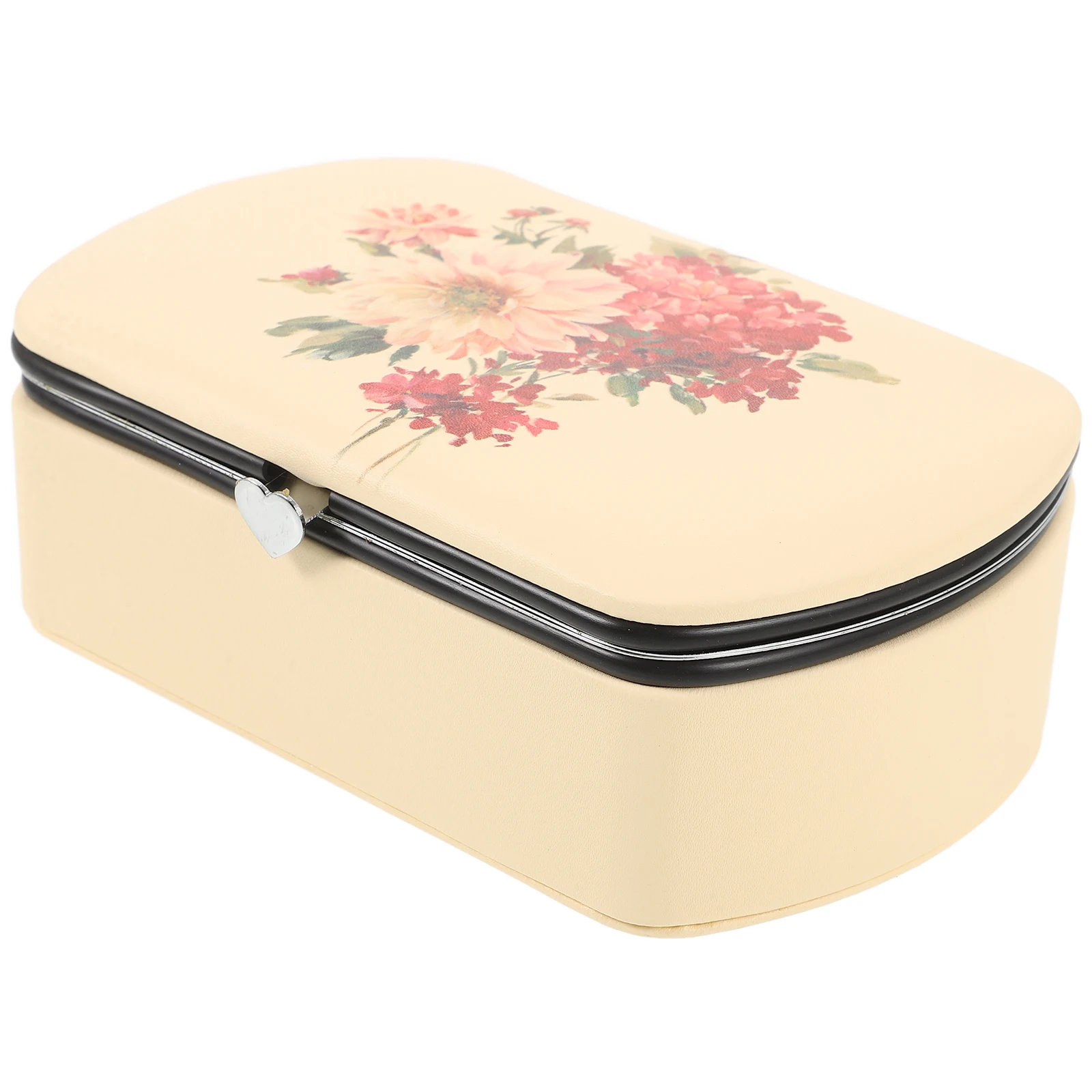 

Portable Jewelry Box Pearl White Travel Pouch Multiple Compartments Ring Earring Storage Organizer Small Mini Women Cosmetics