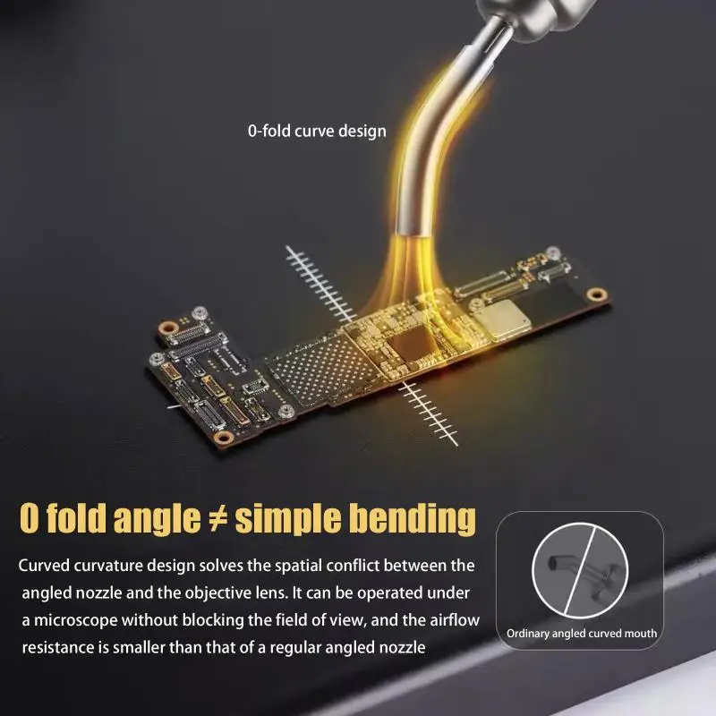 

Precision Curved Hot Air Nozzles for BGA/SMD Repair, 5/6/8/10mm Tips for Phone Motherboard Rework, Heat-Resistant Steel