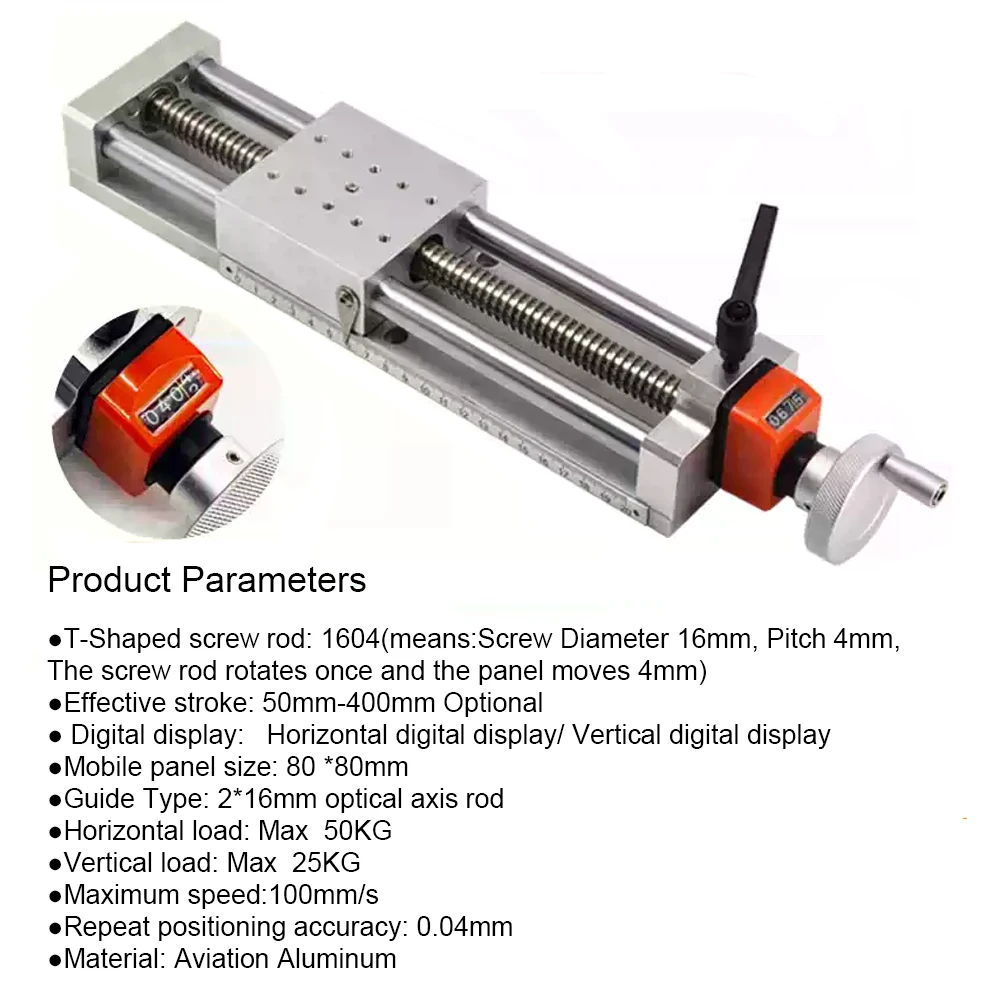 80mm Width T-type Handwheel Slide Table 50-400mm Effective Stroke XYZ Axis Manual Linear Rail Metal Can Replace MISUMI Module