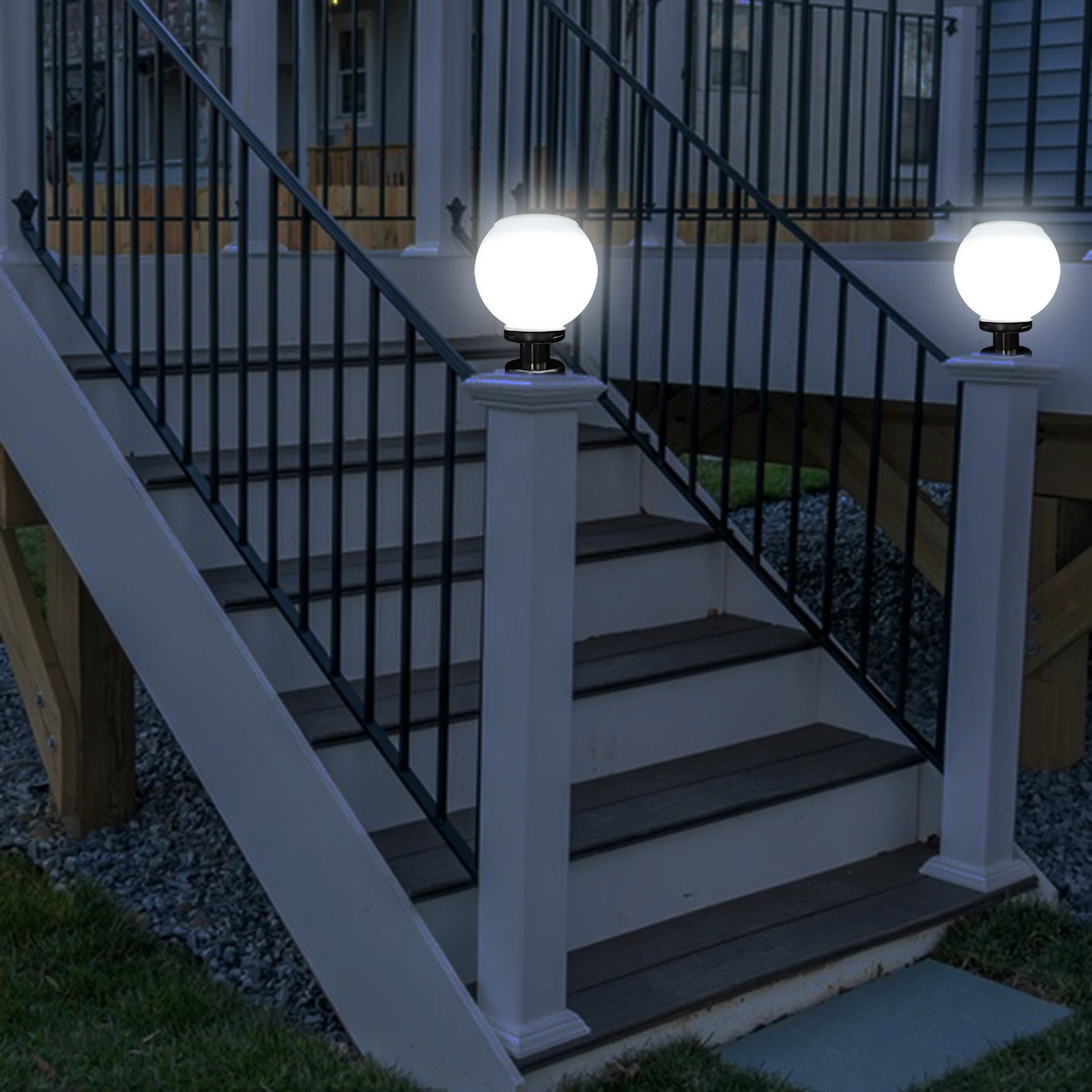 

Lighting Column Lights 20cm White Fence Lamp Stainless Steel Solar Powered Outdoor Durable Garden Decoration