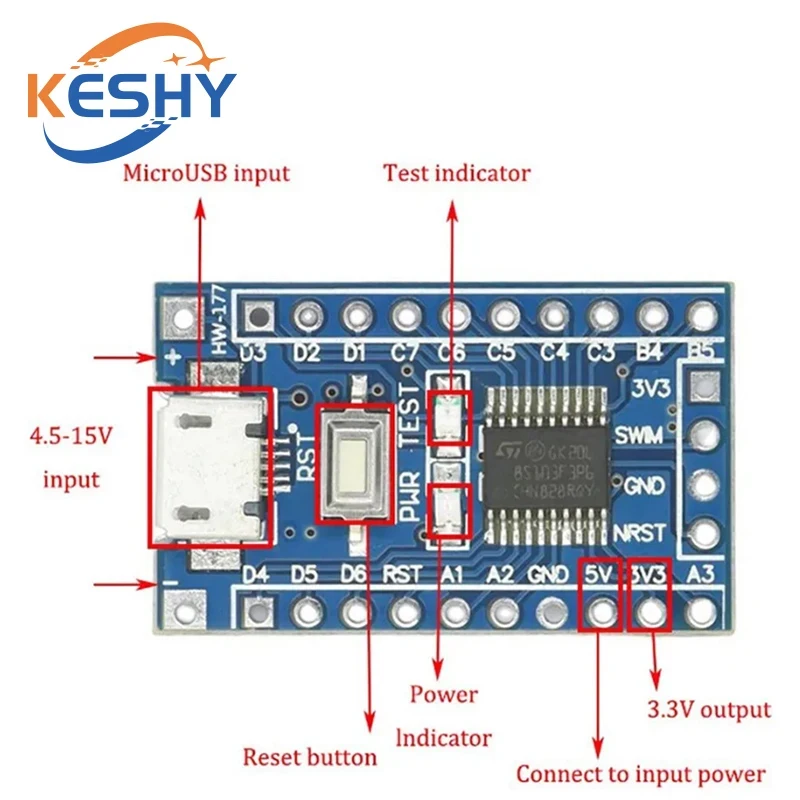 STM8S003F3P6 STM8S103F3P6 Module ARM STM8 Development Board Minimum System Board TYPE-C STM8S STM8 for Arduino - Image 2