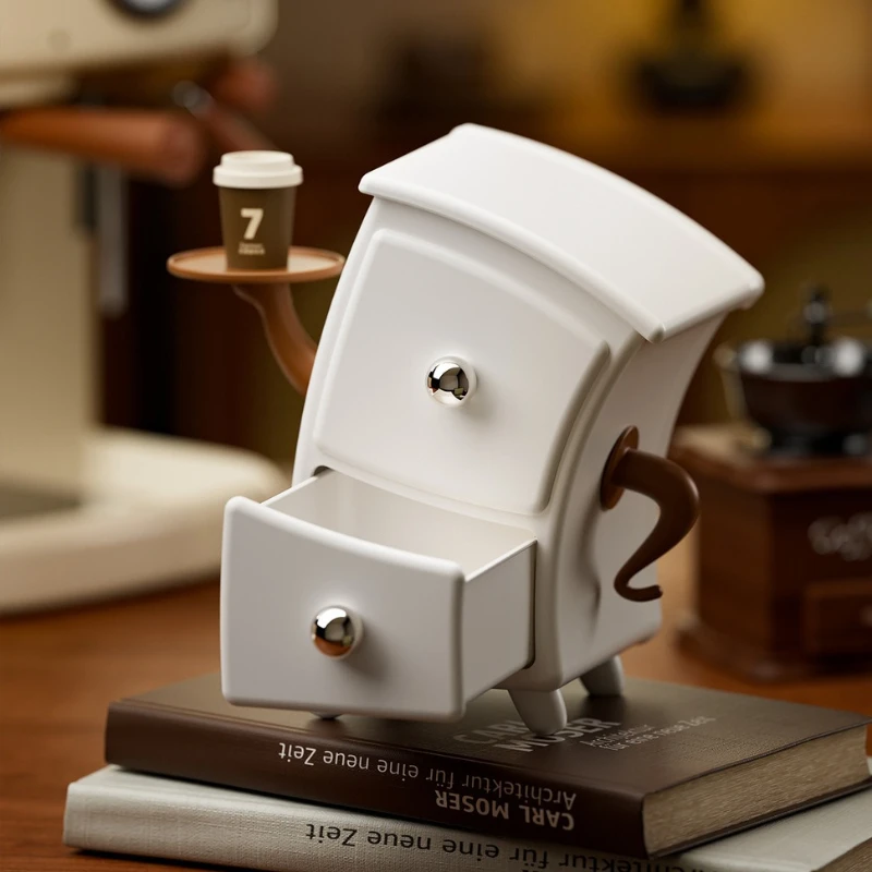 Neuer Schreibtisch-Organizer mit Klappschublade, Schmuck- und Ohrring-Aufbewahrungsschrank, multifunktionale dekorative Aufbewahrungsbox, platzsparend