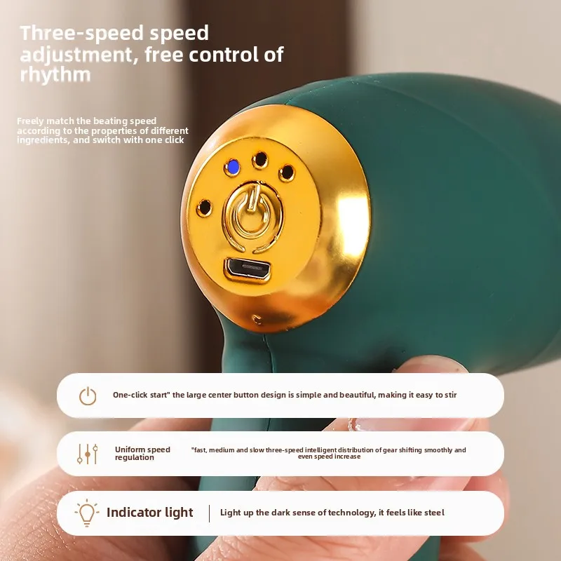 خلاط يدوي USB، مضرب بيض صغير، رغوة كريم القهوة، أداة مطبخ قابلة لإعادة الشحن 3 سرعات، خلاط طعام، خلاط