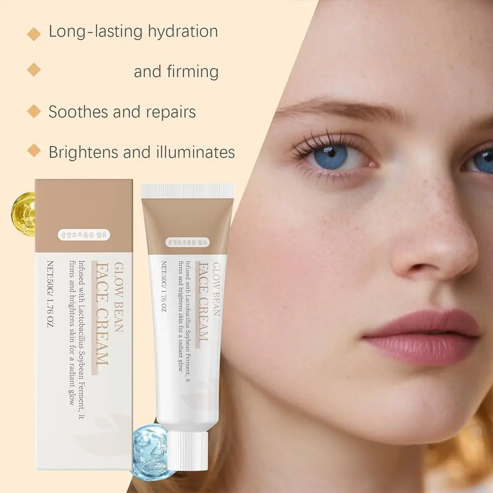 50 جرام كريم تفتيح مغذي فول الصويا يقلل من بلادة اصفرار مهدئ إصلاح تليين نسيج البشرة كريم وجه