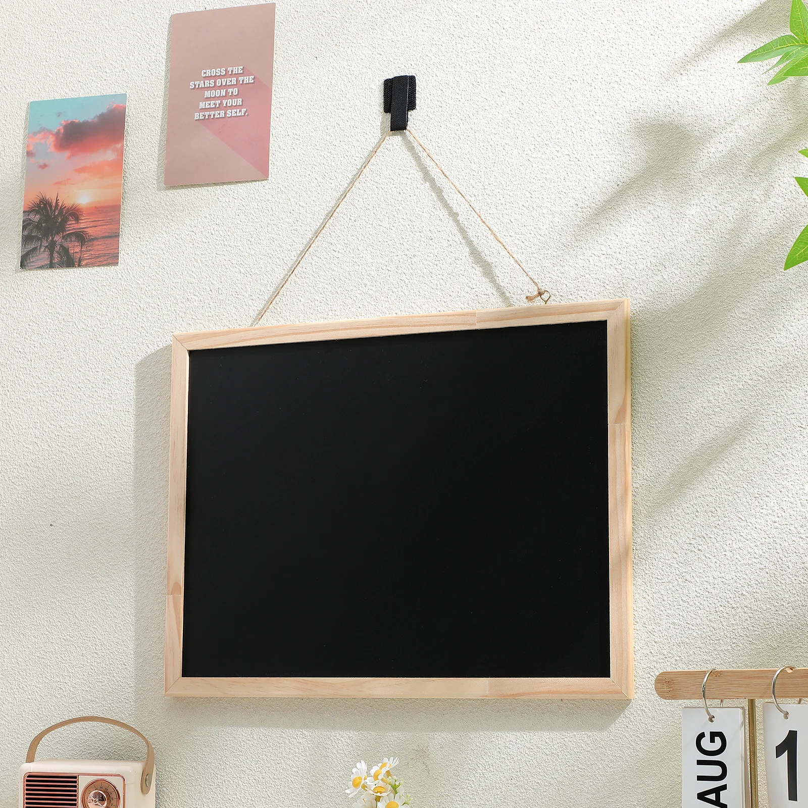 Hanging Chalkboard Sign Solid Wood Frame Stable for Creative Messages Decor Mini Wood Chalkboard Chalk Board Wall
