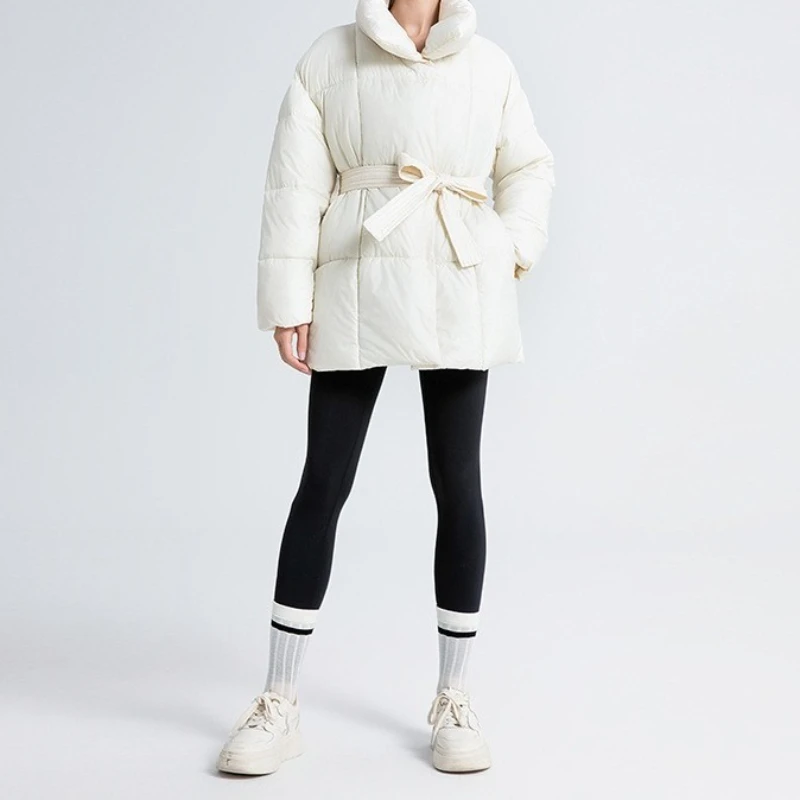 Short Cotton-padded Jacket Coat 2025 Winter Loose Casual Warm Collar Belt Women's Cotton Jacket