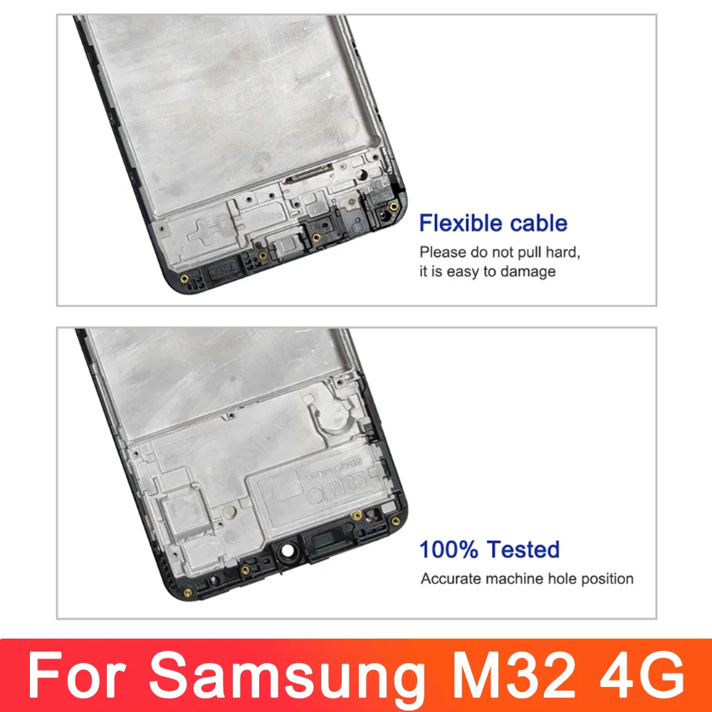 100% Tested For Samsung Galaxy M32 4G M325F M325F/DS M325FV LCD Display Touch Screen Digitizer With Frame Assembly Replacement