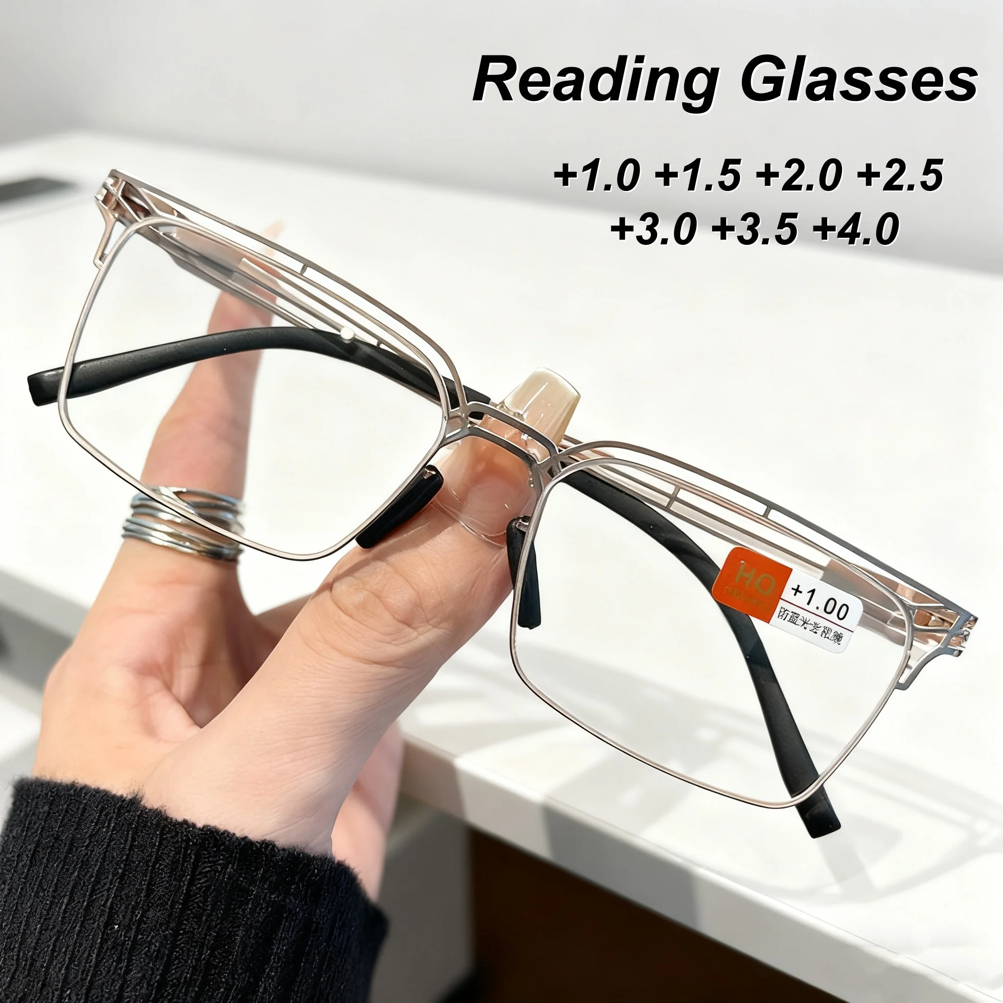 

2025 New Personalized Hollow Design Metal Frame Women's Reading Glasses Retro Neutral High Quality Anti Blue Light Glasses
