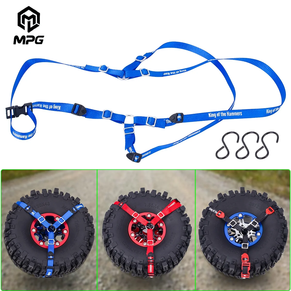 

Anti-Slip Spare Tire Fixing Strap Rope Wheel Belt Decoration Parts For 1/10 Scale RC Crawler TRX-4 Axial SCX10 RR10 90048 90046