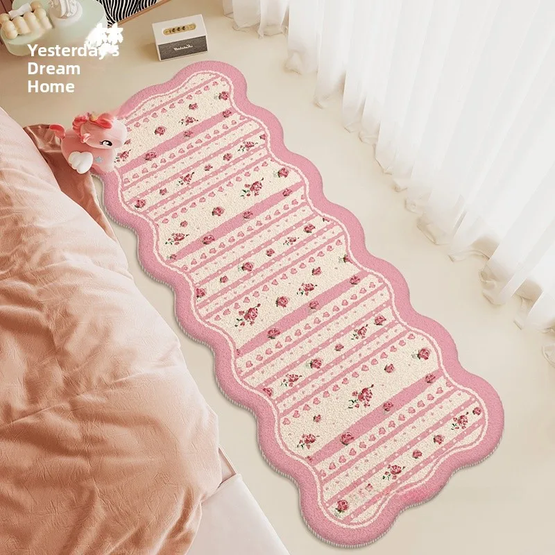 

Pink Stberry Bede Carpet Plu Anti-Slip Foot Mat Autumn Winter Woolen Sle Bedroom Floor Pad Simple Home Decor Rug