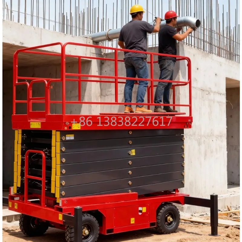 Solid Rubber Tires Corrosion-resistant 4m-16m Manual Scissor Lift Durable Large Load Capacity Aerial Work