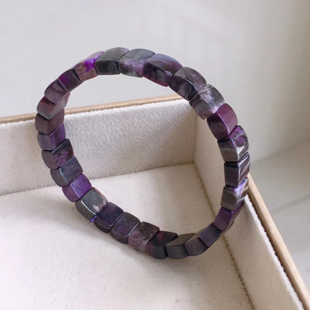 Natural Purple Sugilite Rectangle Beads Bracelet 8.2x6.9x4mm Women Men Fashion South Africa Sugilite Healing Stone AAAAAA