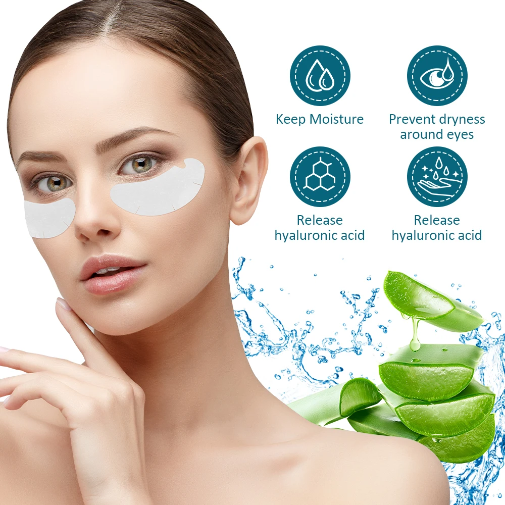 100 pares de hidrogel remendos para os olhos, remendo de extensão de cílios sob os olhos, almofada de gel para enxerto sob os olhos, adesivo de papel para cílios