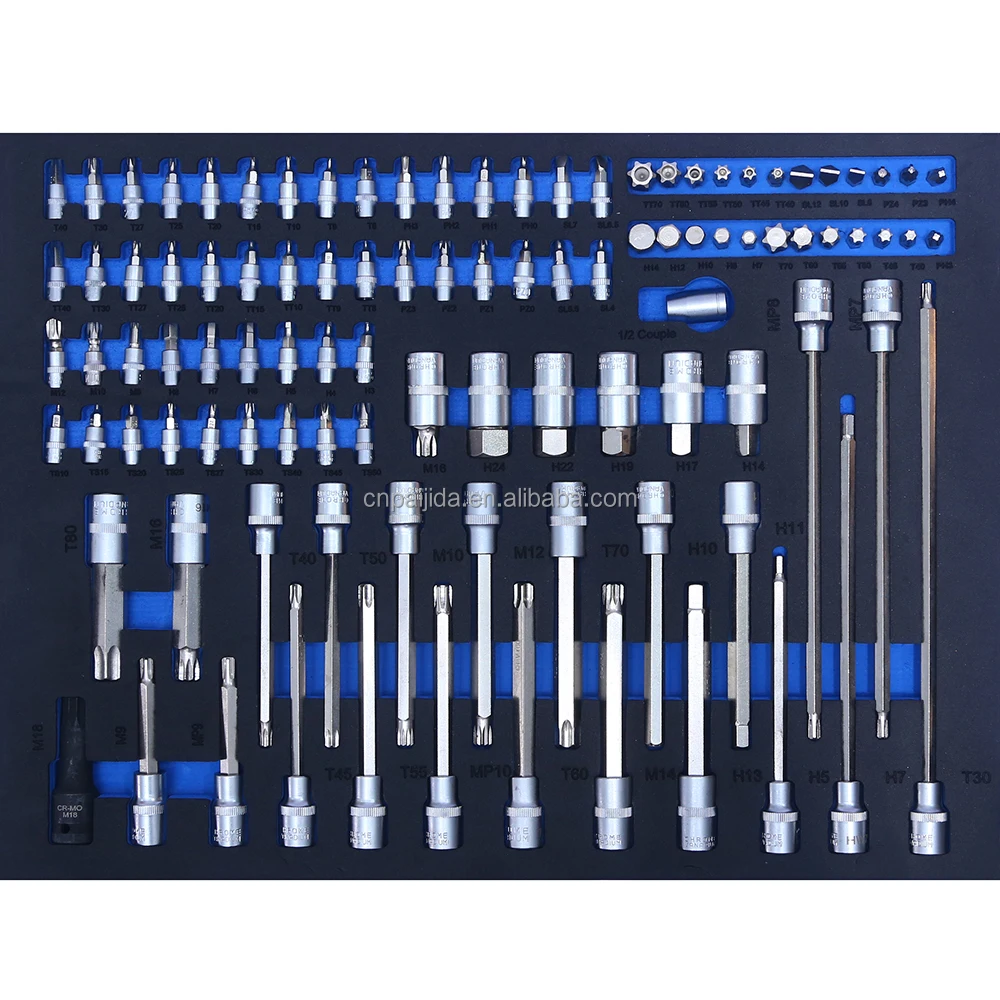 

258PCS EVA Foam Tray Ratchet Combination Wrench Sockets OEM Hand Tool Set Cabinet Trolley Plastic Modling Type ExtrudingATV&UTV
