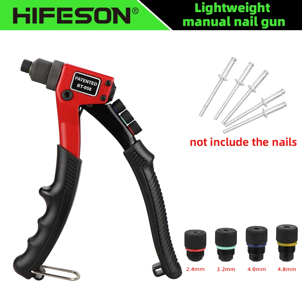 BT-958 Hand Rivet Nails Gun Manual Blind Rivets Riveter Gun Riveting Rivet Tool For 2.4mm 3.0mm 4.0mm 4.8mm