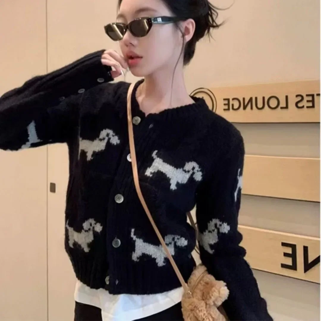 Luxury Brand Golf Knit Women Golf Wear 2024 Autumn New Authentic Golf Sweater Women Fashion Jacquard Weave Round Neck Cardigan