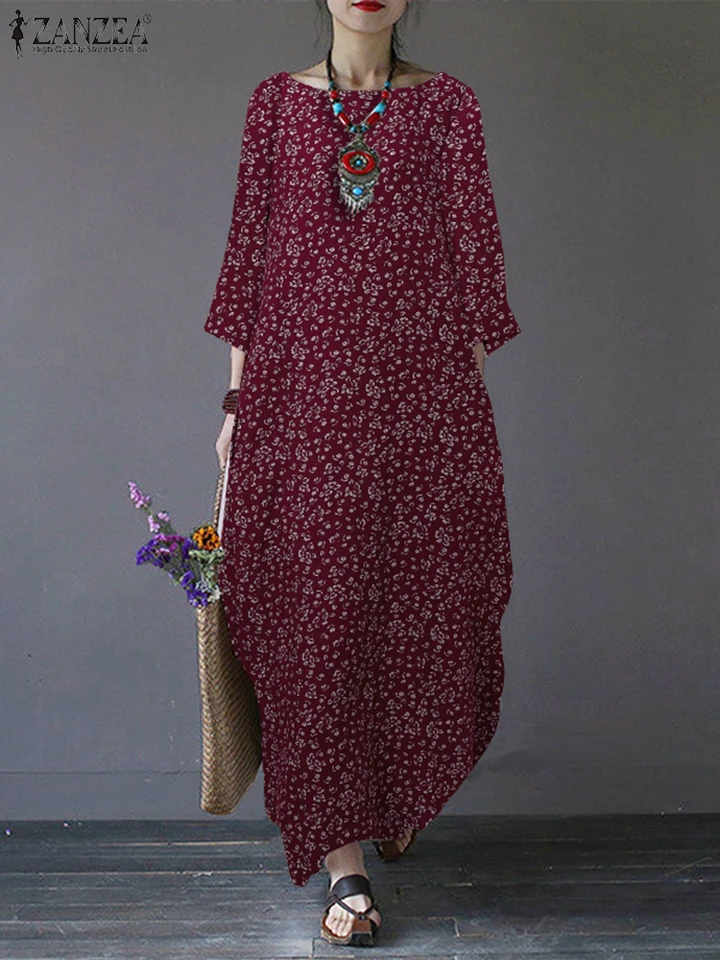 zanzea linen dress Zanzea Clothing Zanzea Brand Buy ZANZEA Vintage Print Cotton Linen Dress  Womens Summer Casual V