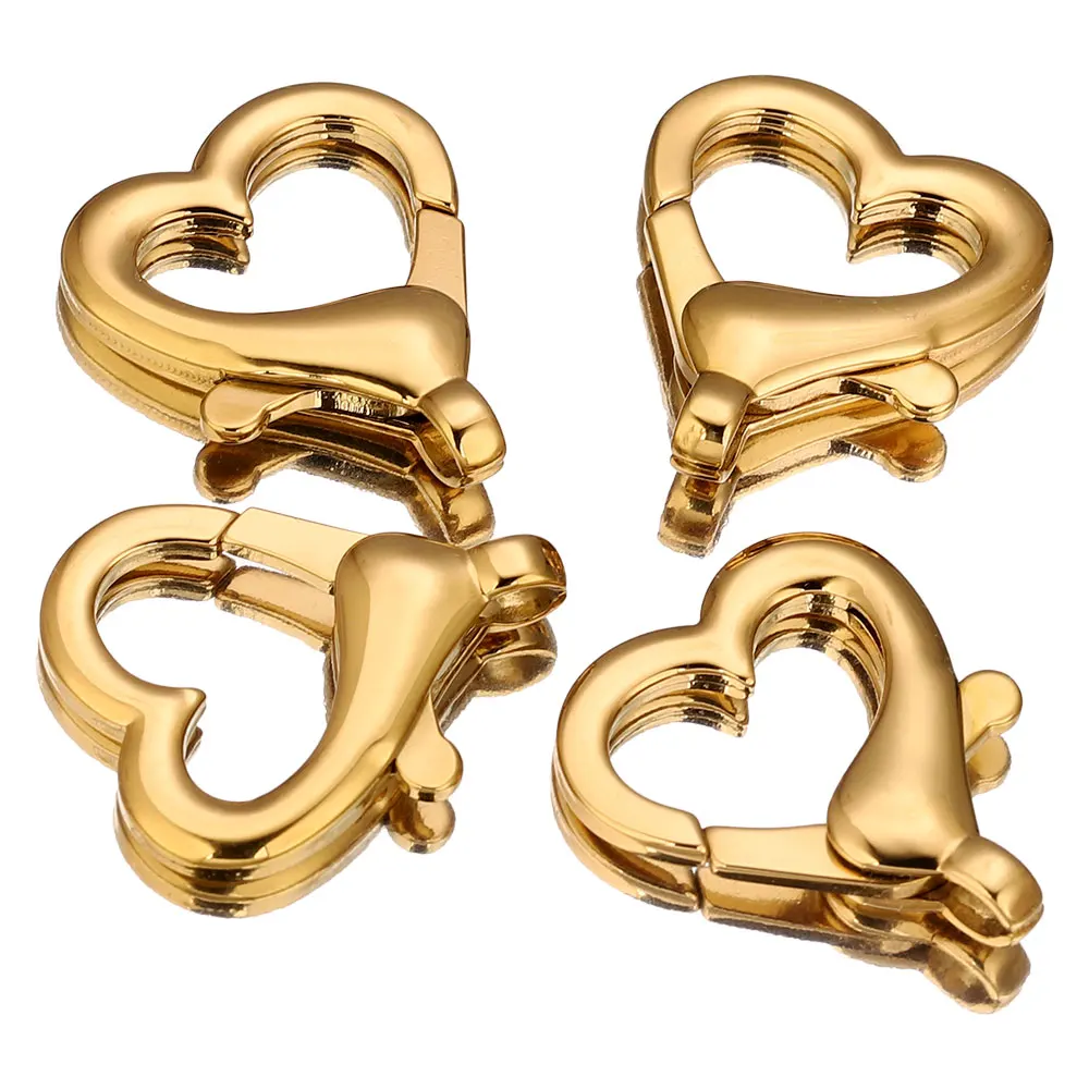 2pcs 316L Stainless Steel Big Heart Buckle Lobster Clasps Hooks Connectors for Keychain DIY Jewelery Making Materials Supplies image 3