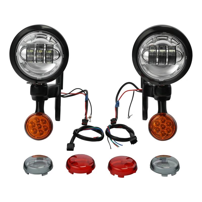 Motorfiets 4.5 "LED Mistlamp Passeren Extra Lamp & Behuizing Emmer Voor Harley Touring Electra Glide Road King FLHX 1994-2024