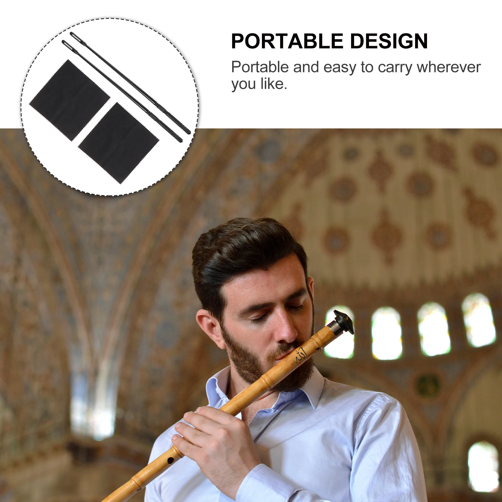 

Flute Accessories Cleaning Rod Flute cleaning Accessory for Piccolo Cloth inside