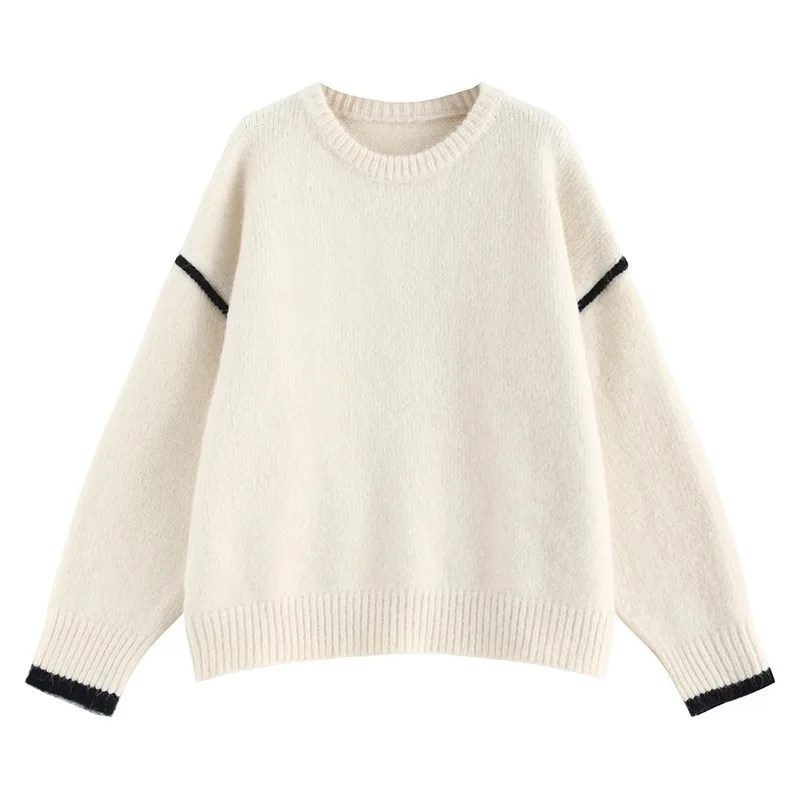 

Soft Waxy Pullover Sweater Women's Clothing Autumn Winter Top New Loose Round Neck Sweater Korea Fashion Roupas Feminina