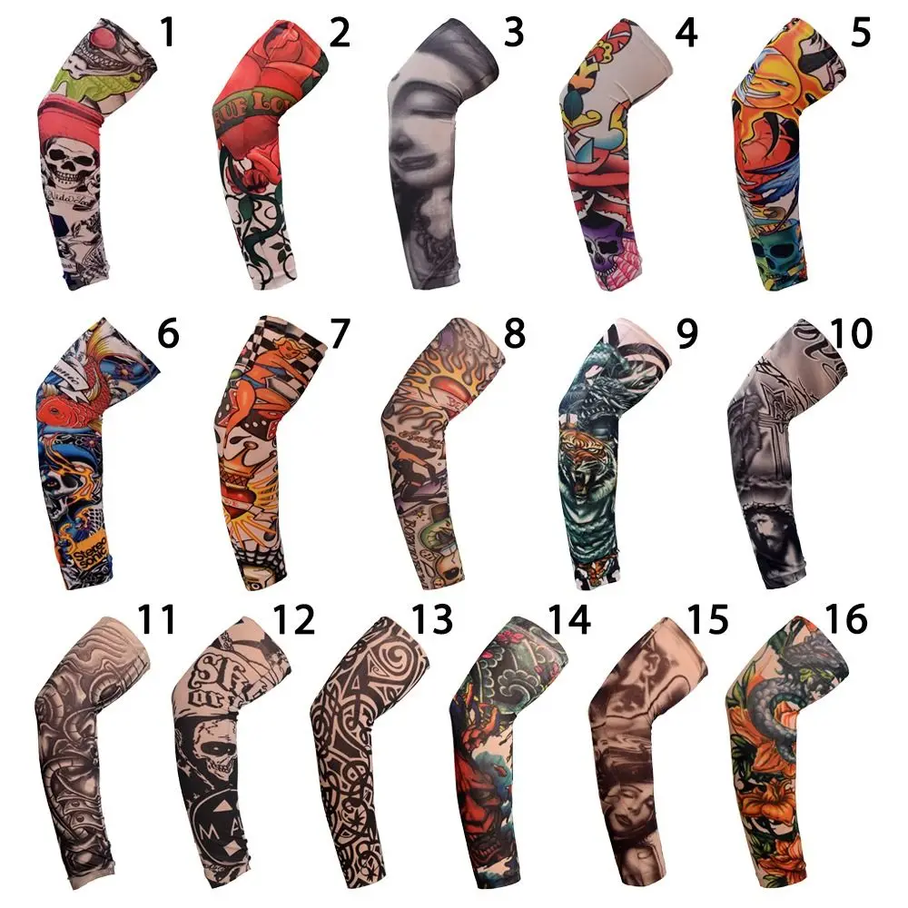 1Pcs New Sun Protection Flower Arm Sleeves Summer Cooling UV Protection Arm Cover Sportswear Running Tattoo Arm Sleeves