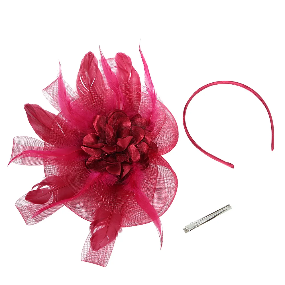 Halloween Christmas Party Feather Headwear accessori per abiti da sposa da sposa accessori per capelli da sposa con filato netto da donna