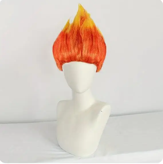 Flame Costume Synthetic Wig Pre-Styled Anger Fire Wig Two Tone Orange and Yellow Stylish Flame Wig Spiky Halloween