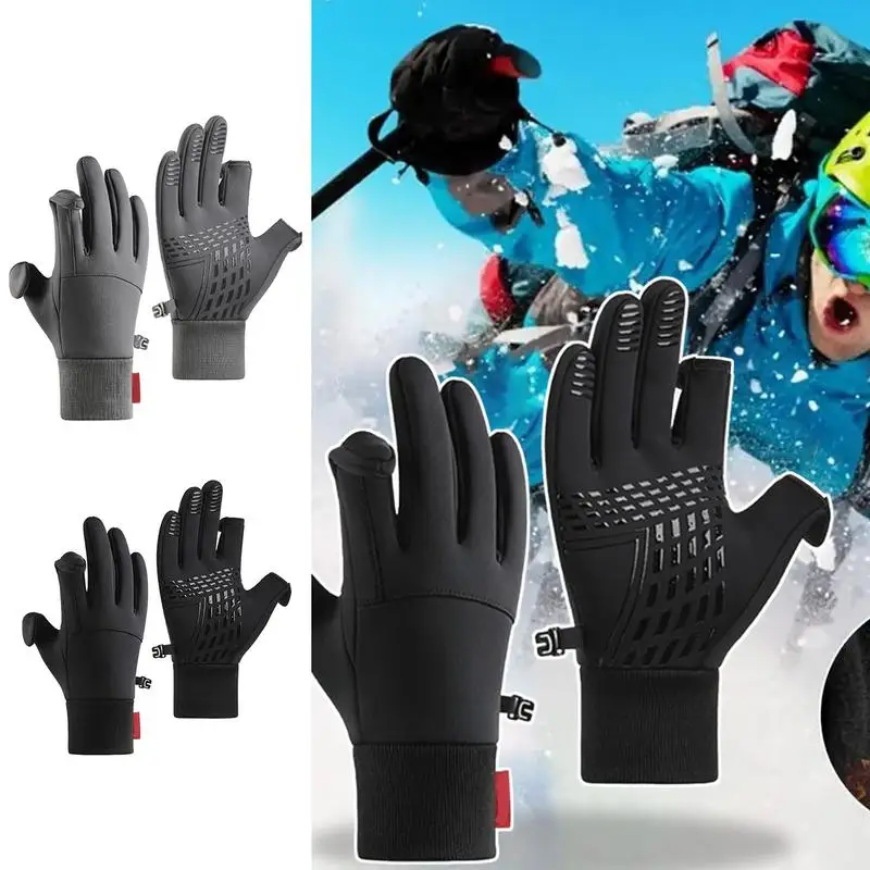 Winter Gloves For Women 2 Fingerless Design Non-slip Gloves Fleece-Lined Winter Gloves Warm Running Gear For Women Men