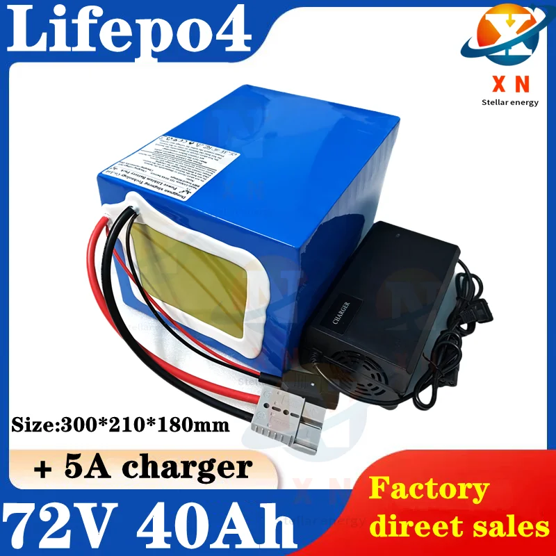 

Batterie au lithium Lifepo4, 72V, 40Ah, BMS 24S, pour moto électrique 3000W, 5000W, 6000W, scooter électrique, voiture d'équilib