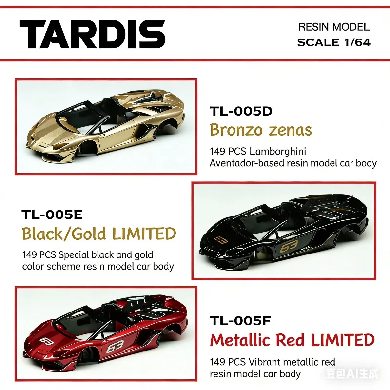 

TARDIS 1:64 Lamborghini Aventador SVJ Roadster Open-top Cast Resin Car Model, Boys' Gift Collection Decoration Item.