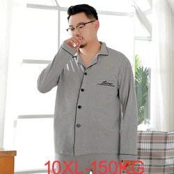 Spring men Pajamas Sets 100% cotton loose home sleepwear large size 8XL 9XL 10XL Pijamas Comfortable oversize Homewear 150KG 60