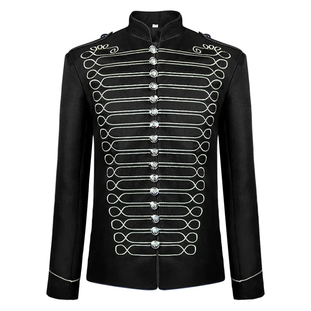 Manteau de Parade de Batteur Steampunk pour Homme, Veste Médiévale, Costume de Cosplay, Rouge, Noir, Or, Noir, Argent