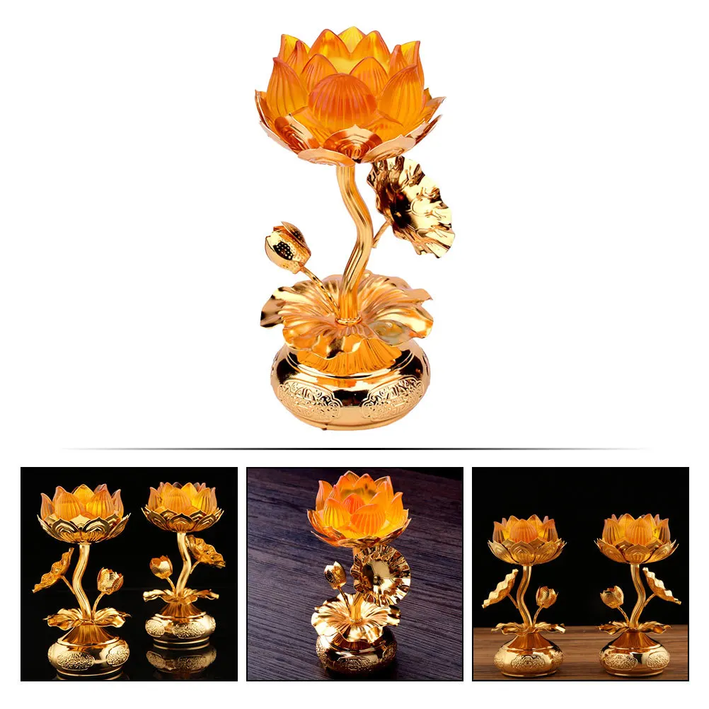 

1Pcs Glass Alloy Lotus Candlestick Creative Lotus-Shaped Holder Decorative Light Base for Temple Home Office Buddhism