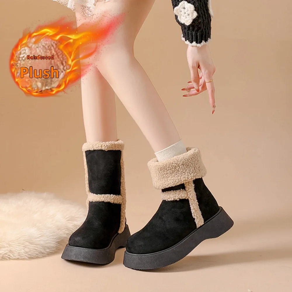 

Women's New Retro Plush Ankle Boots - 2-Way Foldable, Versatile, Fleece Lined, Warm Snow Boots